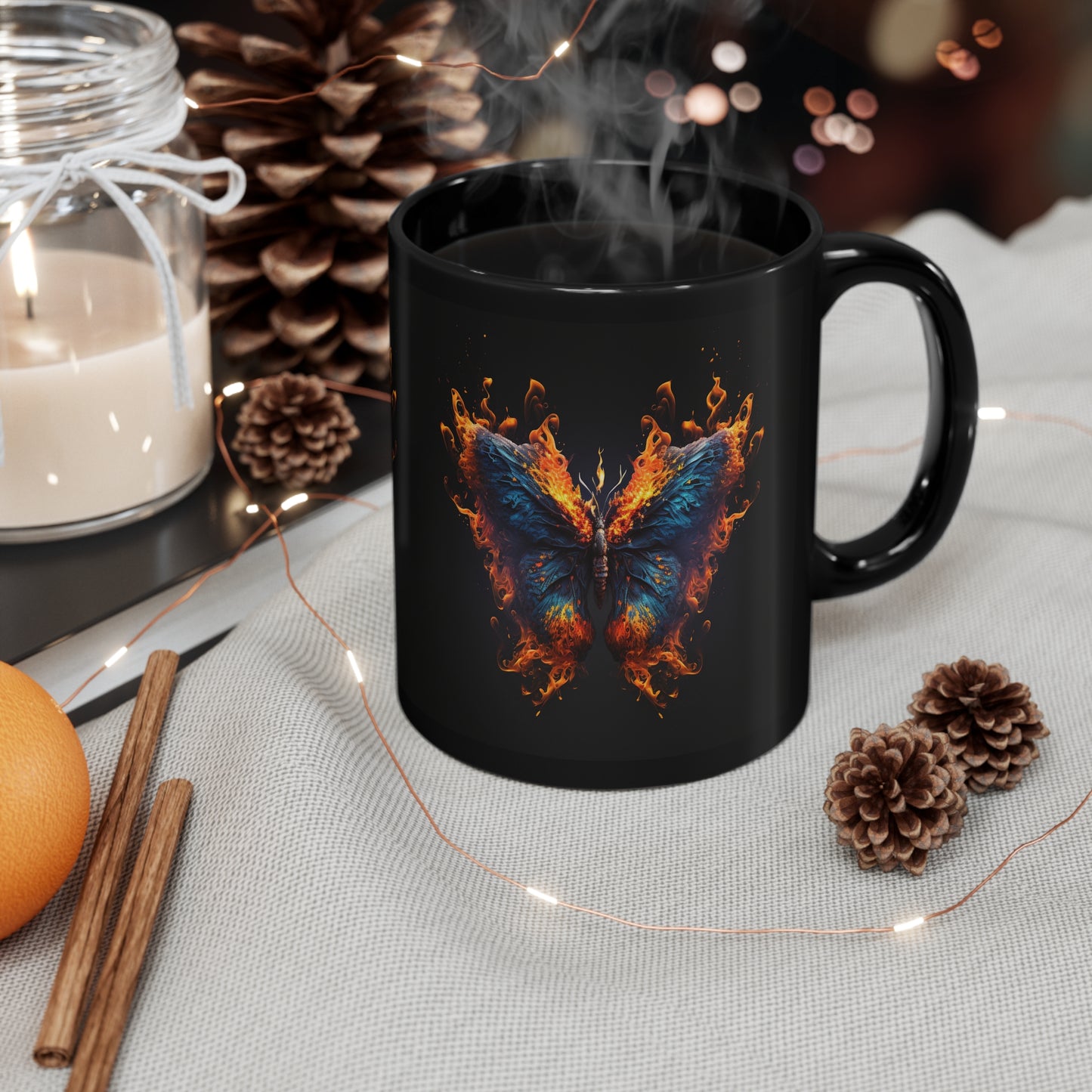 Flaming Butterfly 11oz Black Mug