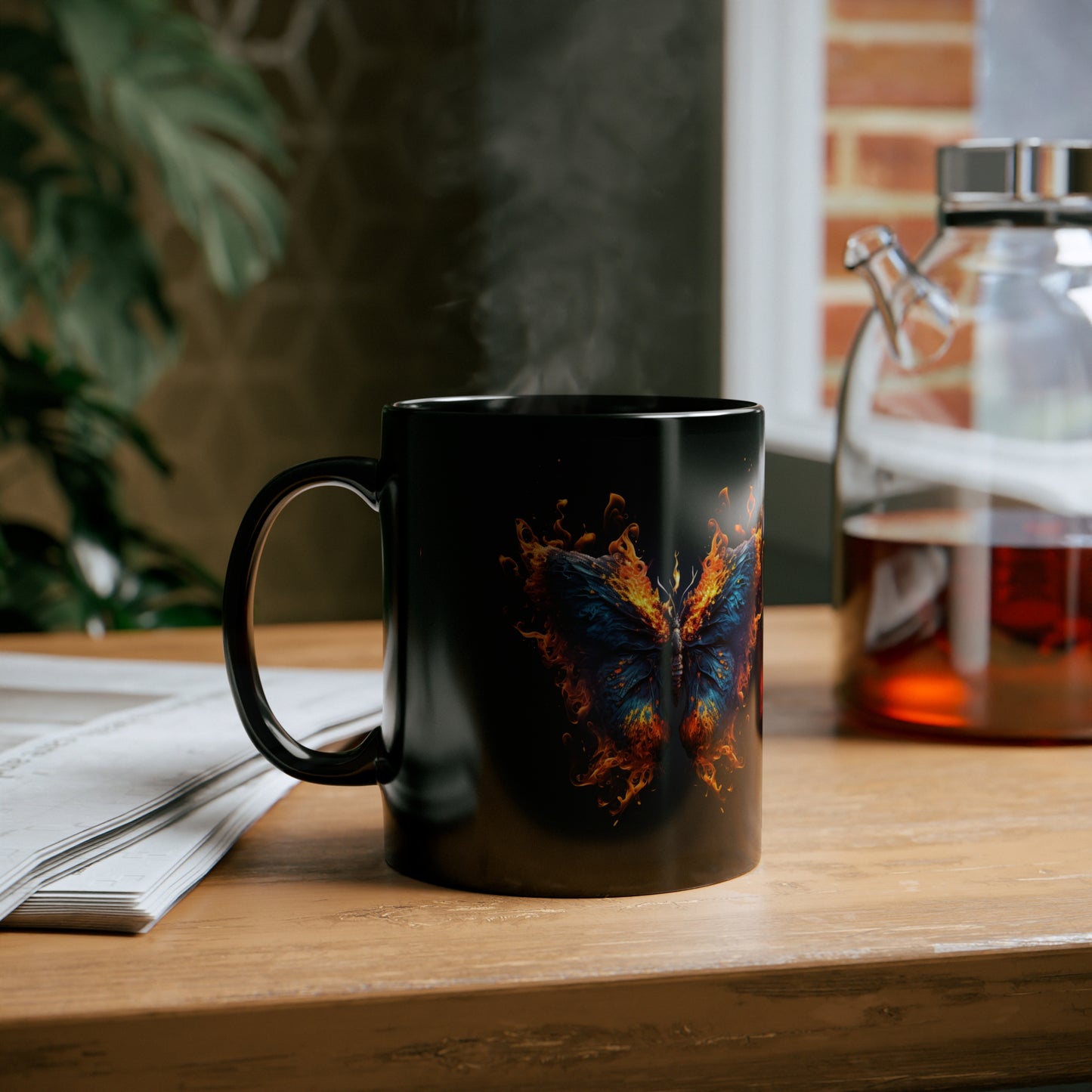 Flaming Butterfly 11oz Black Mug