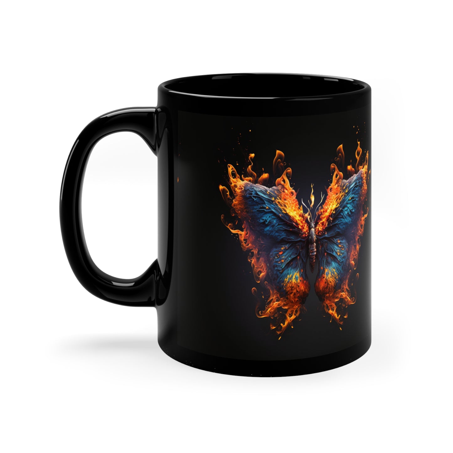 Flaming Butterfly 11oz Black Mug