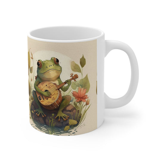 Frog playing guitar. Mug 11oz