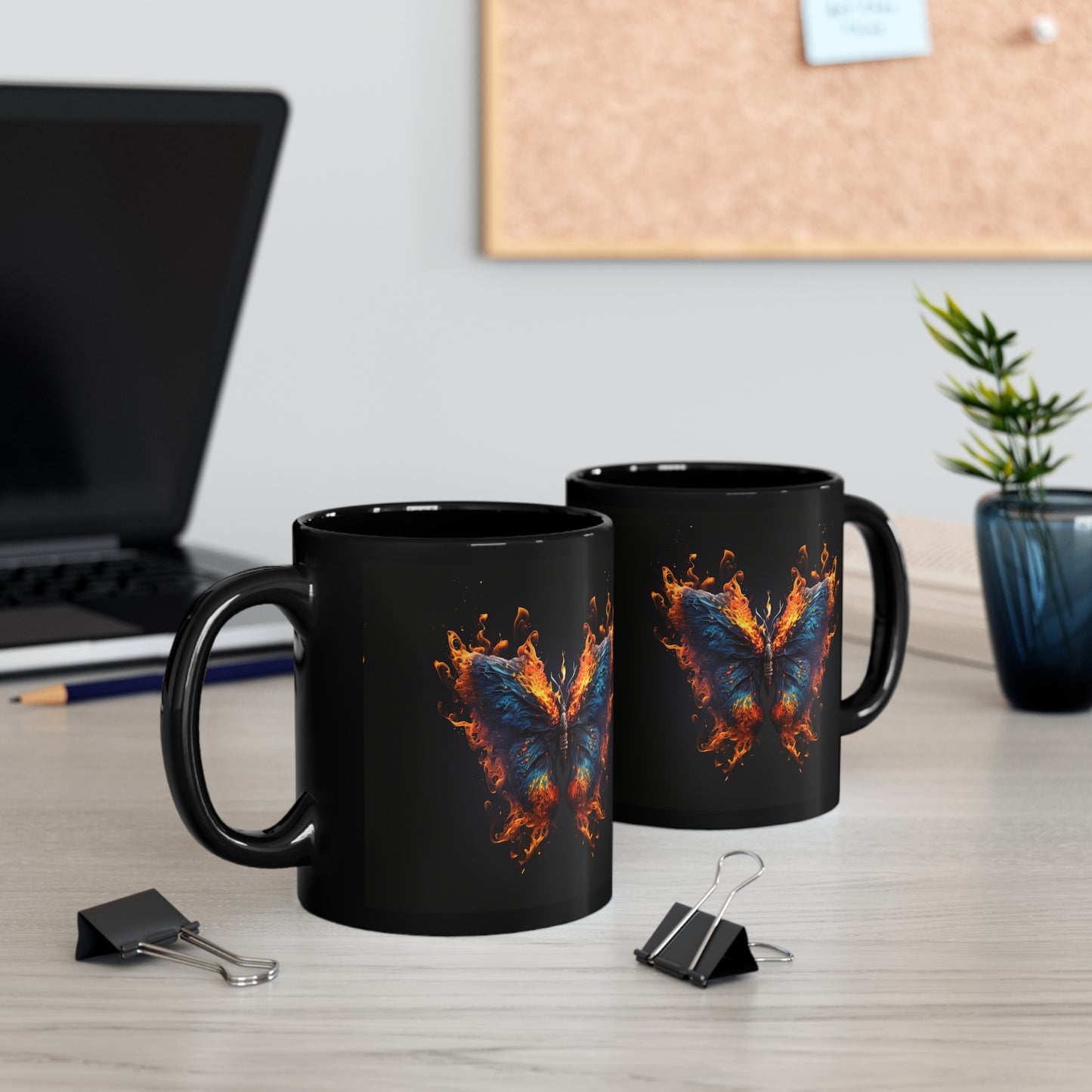 Flaming Butterfly 11oz Black Mug